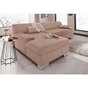DOMO collection Ecksofa »Bero, elegant und zeitlos, flache Armlehnen, L-Form«, fester Sitzkomfort, wahlweise mit Bettfunktion