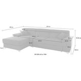 DOMO collection Ecksofa »Mira, inklusive Kopfteilverstellung für mehr Wohlfühlkomfort, L-Form«, wahlweise mit Bettfunktion und Bettkasten, elegant und modern