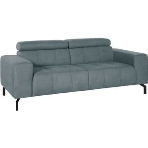 Tweezitsbank - Ijsblauw - Zwarte Poten - 208 cm Breedte - 104 cm Diepte - 79 cm Hoogte