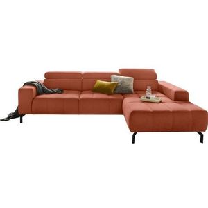 DOMO collection Ecksofa »Cunelli tolle Sitznähte als Designelement, fester Sitzkomfort, L-Form«, wahlweise mit 6-fach verstellbarer Kopfteilverstellung, bodenfrei