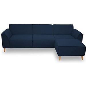 DOMO. collection Jules FK Hoekset met binnenvering, hoekbank, bank in L-vorm in Scandinavisch design, hoeken, donkerblauw, 268 x 159 cm