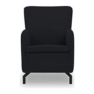 DOMO. collection Franca fauteuil, gestoffeerde stoel, hoge rugleuning, enkele stoel, zwart, 68x82x93