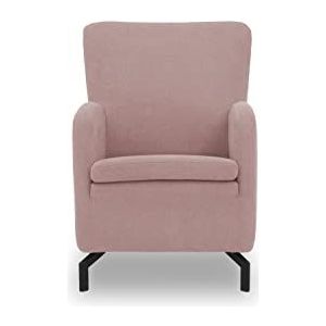 DOMO. collection Franca fauteuil, gestoffeerde stoel, hoge rugleuning, enkele stoel, roze, 68x82x93