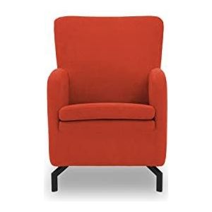 DOMO. collection Franca fauteuil, gestoffeerde stoel, hoge rugleuning, enkele stoel, oranje, 68x82x93