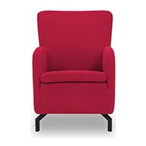 DOMO. collection Franca fauteuil, gestoffeerde stoel, hoge rugleuning, enkele stoel, rood, 68x82x93