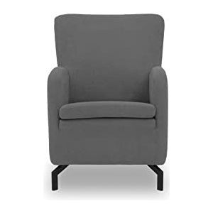 DOMO. collection Franca fauteuil, gestoffeerde stoel, hoge rugleuning, enkele stoel, donkergrijs, 68x82x93