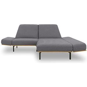 DOMO Collection Arica hoekbank, bank in L-vorm, hoekbank, gestoffeerde meubels, donkergrijs, 257x190