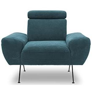 DOMO Collection Curvelo fauteuil, gestoffeerde stoel met rugfunctie, enkele stoel in zwevende look, gestoffeerde set, petrol, 94 cm