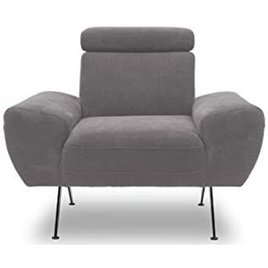 DOMO Collection Curvelo fauteuil, gestoffeerde stoel met rugfunctie, enkele stoel in zwevende look, gestoffeerde set, donkergrijs, 94 cm