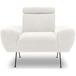 DOMO Collection Curvelo fauteuil, gestoffeerde stoel met rugfunctie, enkele stoel in zwevende look, gestoffeerde set, crème, 94 cm