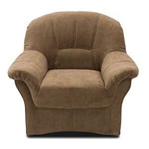 DOMO. Collection Bahia FK fauteuil, gestoffeerde stoel met binnenvering, veerkernstoel in klassiek design, bank, enkele stoel, bruin, 102 cm