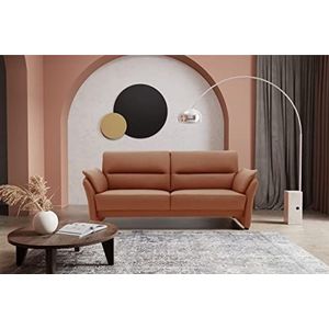 DOMO. Collection Lascano 2-zits, mooi gevormde 2-zits bank met binnenvering in lederlook, zitrooster 80, sofa, garnituur, cognac, 192 cm