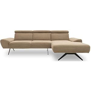 DOMO. Collection Curvelo hoekbank, hoekbank in L-vorm, incl. rugfunctie, L-sofa in zwevende look, gestoffeerde meubelbank, koffie, 268 x 156 cm