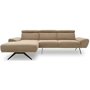 DOMO. Collection Curvelo Hoekbank, L-vorm, incl. rugfunctie, L-sofa in zwevende look, gestoffeerde meubel, bank, koffie, 156 x 268 cm