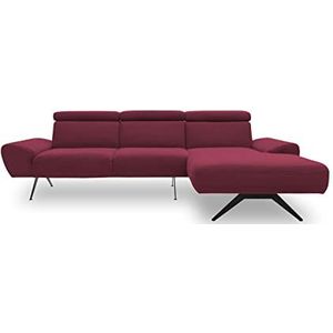 DOMO Collection Curvelo hoekbank, hoekbank in L-vorm, incl. rugfunctie, L-sofa in zwevende look, gestoffeerde meubelbank, bessen, 268 x 156 cm