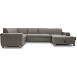 DOMO. collection Sugar Woonlandschap, sofa, bank, gestoffeerde set, moderne U-vorm, lichtgrijs, 162 x 333 x 199 cm