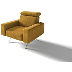 DOMO. collection Rosario fauteuil, gestoffeerde stoel met nekfunctie, televisiestoel, gestoffeerd, geel (mosterd), 86x98x81 cm