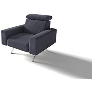 DOMO. collection Rosario fauteuil, gestoffeerde stoel met nekfunctie, televisiestoel, gestoffeerd, donkerblauw, 86x98x81 cm