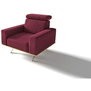 DOMO. collection Rosario fauteuil, gestoffeerde stoel met nekfunctie en houten krans, televisiestoel, gestoffeerd, bordeauxrood, 86x98x81 cm