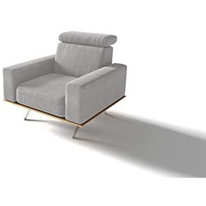 DOMO. collection Rosario fauteuil, gestoffeerde stoel met nekfunctie en houten krans, televisiestoel, gestoffeerd, lichtgrijs, 86x98x81 cm