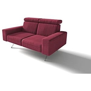 DOMO. collection Rosario sofa, 2-delige set met nekfunctie en houten krans, 2-zitsbank, gestoffeerde set, bordeauxrood, 164x98x81 cm