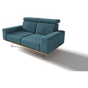 DOMO. collection Rosario sofa, 2-delige set met nekfunctie en houten krans, 2-zitsbank, gestoffeerd, turquoise, 164x98x81 cm