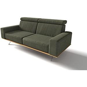 DOMO. collection Rosario sofa, 2,5-delige set met nekfunctie en houten krans, zitbank bank, bekleding set, donkergroen, 204x98x81 cm