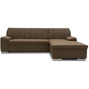 DOMO collectie Juno hoekbank | hoekbank in L-vorm | sofa gestoffeerde hoek, moderne hoekset, bruin, 241x150x80 cm