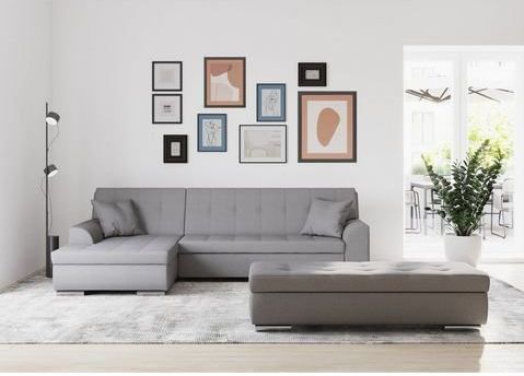 DOMO collection Ecksofa Treviso, wahlweise mit Bettfunktion, incl. Zierkissen