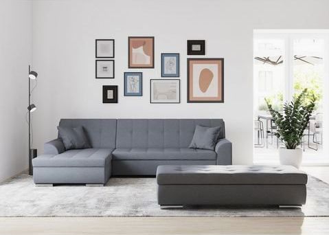 DOMO collection Ecksofa Treviso, wahlweise mit Bettfunktion, incl. Zierkissen