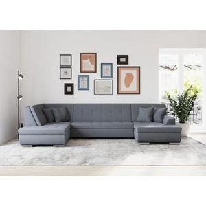DOMO collection Zithoek Treviso inclusief sierkussen, moderne stiksels, XXL: B/D/H: 364/201/83 cm naar keuze met slaapfunctie, in vele soorten bekleding ook in cord u-model