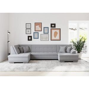 DOMO collection Zithoek Treviso inclusief sierkussen, moderne stiksels, XXL: B/D/H: 364/201/83 cm naar keuze met slaapfunctie, in vele soorten bekleding ook in cord u-model