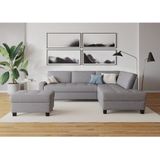 DOMO collection Ecksofa "Florentina zeitlos und elegant, Sitznähte als Designelement, L-Form", wahlweise mit Bettfunktion, mit Kontrastnaht, Komfortsitzhöhe 47cm