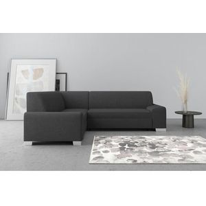 DOMO collection Ecksofa "Anzio in kubischer Formensprache, flache Armlehnen, L-Form", Wahlweise mit Bettfunktion und Federkern für hohen Sitzkomfort