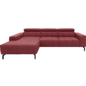 DOMO collection Ecksofa »Cunelli tolle Sitznähte als Designelement, fester Sitzkomfort, L-Form«, wahlweise mit 6-fach verstellbarer Kopfteilverstellung, bodenfrei