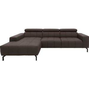 DOMO collection Ecksofa »Cunelli tolle Sitznähte als Designelement, fester Sitzkomfort, L-Form«, wahlweise mit 6-fach verstellbarer Kopfteilverstellung, bodenfrei