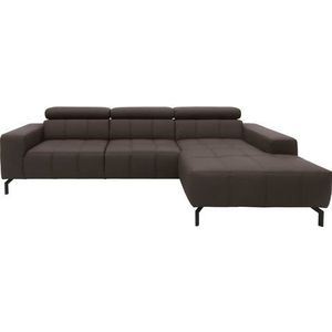 DOMO collection Ecksofa »Cunelli tolle Sitznähte als Designelement, fester Sitzkomfort, L-Form«, wahlweise mit 6-fach verstellbarer Kopfteilverstellung, bodenfrei