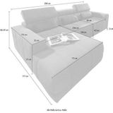 DOMO collection Ecksofa "Brandon Sitzbelastung 140 kg, große Ausführung, B/T/H: 289/177/80 cm", mit Kopfteilverstellung, wahlweise Sitztiefenverstellung, L-Form