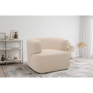 DOMO. collection Molina fauteuil, gestoffeerde stoel, enkele stoel, garnituur, crème, 90 x 86 x 71 cm