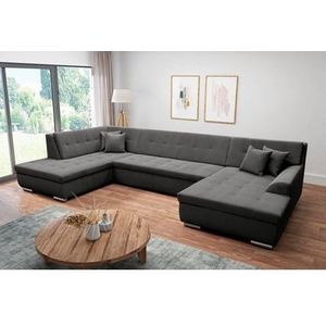 DOMO collection Wohnlandschaft "Treviso incl. Zierkissen, moderne Steppung, XXL: B/T/H: 364/201/83 cm", wahlweise mit Bettfunktion, in vielen Bezugsarten auch in Cord U-Form