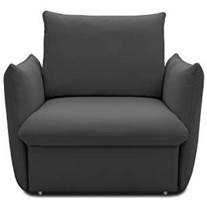 DOMO. Collection Cloud Box, fauteuil met slaapfunctie en boxspringvering, bank met bedlade, gestoffeerde stoel, 120 x 97 x 100 cm, enkele stoel in donkergrijs