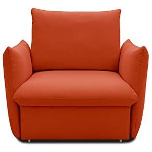 DOMO. Collection Cloud Box, fauteuil met slaapfunctie en boxspringvering, bank met bedlade, gestoffeerde stoel, 120 x 97 x 100 cm, enkele stoel in oranje