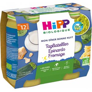 HiPP My Good Night Supper Spinazie Tagliatelle Kaas van 12 Maanden Biologisch 2 Potten