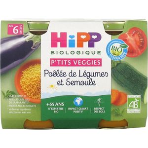 HiPP P'tits Veggies Gebakken Groenten en Griesmeel van 6 Maanden Biologisch 2 Potten