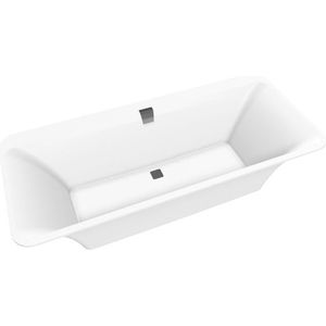 Villeroy & Boch Squaro Edge kunststof duobad quaryl rechthoekig 180x80x45cm incl. poten en afvoer-/overloopcombinatie mat wit UBQ180SQE7DV-RW