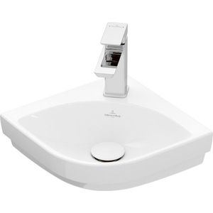 Hoekfontein villeroy & boch subway 3.0 met ceramicplus zonder overloop 32x39.5x14.5 cm wit alpin