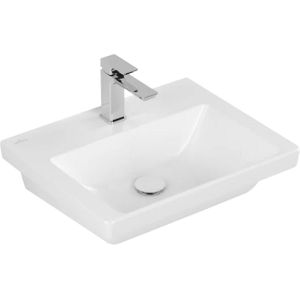 Wastafel villeroy & boch subway 3.0 met ceramicplus 1 kraangat zonder overloop 55x44x16.5 cm stone white