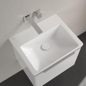 Wastafel villeroy & boch subway 3.0 met ceramicplus zonder kraangat zonder overloop 55x44x16.5 cm wit alpin