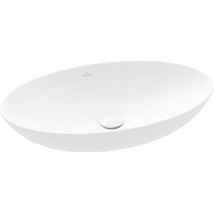 Villeroy & Boch Loop & Friends Opzetwastafel - 620 x 420 x 120 mat stone white (wit) CeramicPlus - met overloop 4A4800RW