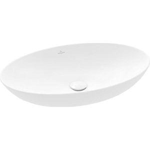 Villeroy & Boch Loop & Friends ovale opzetwastafel met overloop CeramicPlus 12 x 62 x 42 cm, stone white